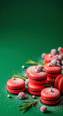 JPG 편집이미지 음식 컬러 크리스마스 겨울 디저트 장식 빨간색 초록색 파티 사각형 소나무 설탕 베리 마카롱 편집실사 AI포토 AI콘텐츠 도형 나무 계절 기념일 과일 이벤트 CG 파일형식