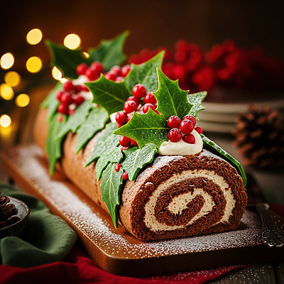 JPG 편집이미지 기념일 크리스마스 디저트 요리 장식 크리스마스트리 파티 케이크 초콜릿 축제 달콤 베리 롤케이크 크리스마스케이크 편집실사 AI포토 AI콘텐츠 음식 과일 이벤트 맛 CG 파일형식