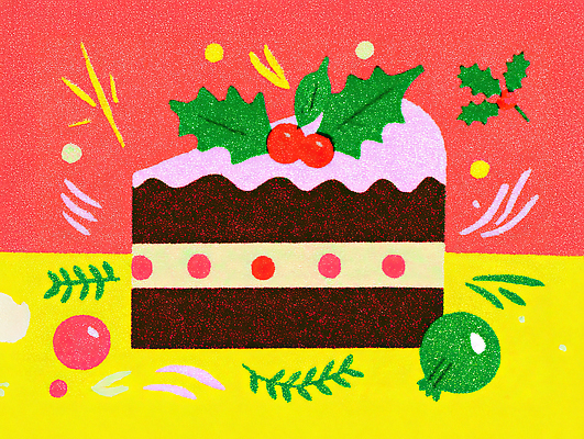 JPG 디자인 열매 행복 음식 컬러 잎 크리스마스 겨울 과일 일러스트 디저트 장식 빨간색 파티 케이크 초콜릿 축제 축하 크림 조화 크리스마스케이크 국내일러스트 식물 계절 기념일 감정 컨셉 이벤트 파일형식