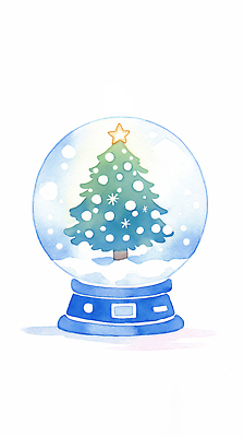 JPG 행복 크리스마스 겨울 일러스트 자연 기념 눈꽃 따뜻함 풍경 장식 크리스마스트리 축제 휴일 구슬 소원 스노글로브 구슬장식 국내일러스트 AI일러스트 AI콘텐츠 계절 기념일 감정 눈_날씨 생태계 파일형식