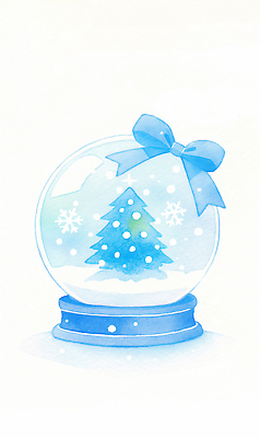 JPG 행복 리본 크리스마스장식 크리스마스 겨울 일러스트 실내 풍경 장식 크리스마스트리 축제 낭만 투명 눈송이 그림 청록색 스노글로브 국내일러스트 AI일러스트 AI콘텐츠 계절 기념일 감정 컬러 컨셉 눈_날씨 내부 파일형식
