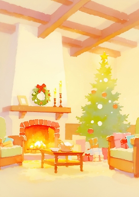 JPG 크리스마스 겨울 거실 일러스트 초 가족 불 조명 따뜻함 선물 장식 초록색 인테리어 크리스마스트리 축제 화목 휴일 편안함 난로 그림 벽난로 초대 국내일러스트 AI일러스트 AI콘텐츠 자연요소 디자인 계절 기념일 컬러 컨셉 관계 감각 난방기 파일형식
