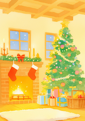 JPG 나무 행복 컬러 크리스마스 겨울 거실 일러스트 가족 불 조명 주택 따뜻함 선물 장식 크리스마스트리 축제 분위기 편안함 벽난로 홀리데이 국내일러스트 AI일러스트 AI콘텐츠 자연요소 식물 계절 기념일 감정 컨셉 관계 휴가 건물 감각 파일형식