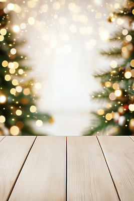 JPG 편집이미지 기념일 백그라운드 크리스마스 겨울 장식 빛 크리스마스트리 파티 축제 분위기 편안함 나무탁자 홀리데이 이미지편집 AI컴퓨터그래픽 AI콘텐츠 계절 컨셉 탁자 휴가 이벤트 감각 파일형식