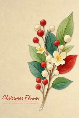 PSD 식물 디자인 계절 열매 꽃 문화 예술 컬러 잎 크리스마스 겨울 일러스트 자연 라이프 장식 정원 축제 기쁨 조화 포인세티아 국내일러스트 기념일 감정 생활 생태계 파일형식