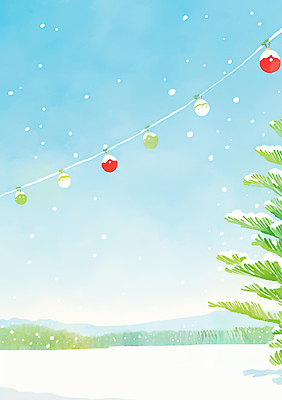 JPG 나무 감정 크리스마스 겨울 일러스트 자연 놀이 하늘 조명 산 풍경 초원 야외 장식 맑음 축제 이불 흰색 구슬 홀리데이 국내일러스트 AI일러스트 AI콘텐츠 식물 계절 기념일 컬러 침구 날씨 휴가 생태계 파일형식
