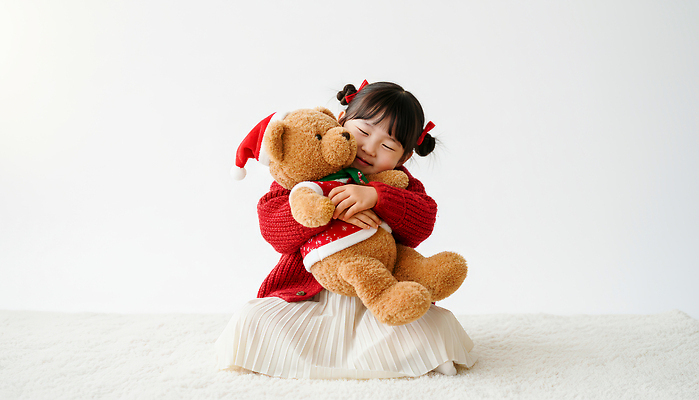 JPG 편집이미지 행복 어린이 크리스마스 겨울 포옹 놀이 실내 사랑 웃음 귀여움 곰인형 자녀 아기 오브젝트 의료성형뷰티 편집실사 AI인물포토 AI콘텐츠 계절 기념일 감정 인형 컨셉 안기 표정 사람 내부 CG 파일형식 AI포토