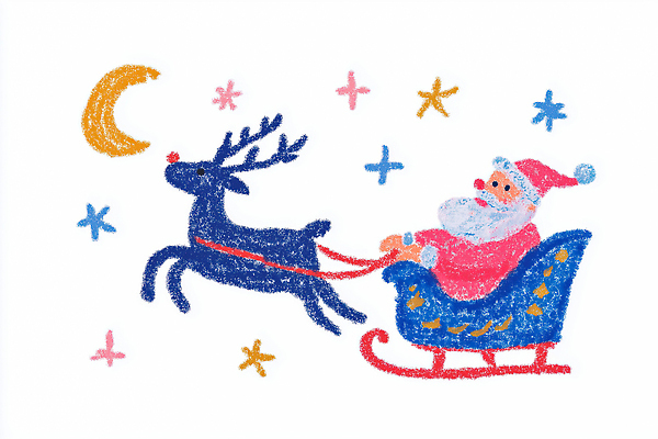 JPG 별 어린이 크리스마스 겨울 일러스트 가족 하늘 동화 선물 장식 크리스마스트리 산타클로스 축제 기쁨 달 색칠 즐거움 크레파스 썰매 순록 국내일러스트 AI일러스트 AI콘텐츠 자연요소 계절 기념일 감정 관계 학용품 사람 파일형식