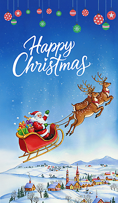 JPG 크리스마스 겨울 일러스트 가족 하늘 산 선물 친구 산타클로스 마을 루돌프 축하 분위기 즐거움 썰매 순록 자선 환상 국내일러스트 AI일러스트 AI콘텐츠 계절 기념일 감정 컨셉 관계 사슴 봉사 파일형식