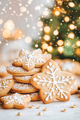 JPG 편집이미지 감정 크리스마스 겨울 식탁 디저트 장식 빛 크리스마스트리 쿠키 축제 눈송이 휴일 달콤 제빵 이미지편집 AI포토 AI콘텐츠 계절 기념일 음식 탁자 눈_날씨 제과제빵 맛 파일형식