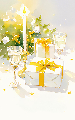 JPG 기념일 컬러 크리스마스 와인잔 일러스트 촛불 가족 자연 조명 선물 장식 친구 파티 축제 식사 금색 흰색 분위기 상차림 즐거움 연말 송년회 국내일러스트 AI일러스트 AI콘텐츠 감정 컨셉 술잔 초 관계 이벤트 생태계 파일형식