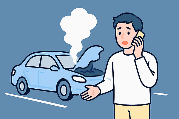 남자 도로 생각 일러스트 자동차 긴급 도움 수리 연기 고장 불안 걱정 통화 문제 자동차사고 응급치료 국내일러스트 AI파일 감정 길 육상교통 컨셉 교통시설 모션 사람 치료 교통사고 파일형식 벡터