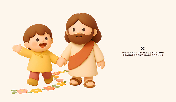 PSD 편집이미지 캐릭터 행복 어린이 여행 따뜻함 사랑 친구 걷기 손잡기 예수 부드러움 소통 꽃길 편집3D 감정 길 컨셉 관계 모션 사람 3D 신_종교 감각 파일형식