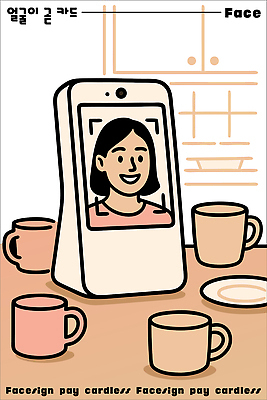 얼굴 커피 음료 일러스트 탁자 기술 웃음 사람 컵 디지털 식사 기계 카페 고객 서비스 메뉴 주위 결제 편리함 스마트페이 국내일러스트 페이스테크 AI파일 식기 가구 컨셉 표정 신체부위 상점 과학기술 스마트 파일형식 벡터