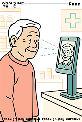 노년 일러스트 기술 건강 치료 사무실 건강관리 디지털 기계 의사 정보 센터 고객 확인 서비스 상담 시스템 방문 편리함 센서 얼굴인식 스마트페이 국내일러스트 페이스테크 AI파일 컨셉 비즈니스 의학 관리 성인 과학기술 의료진 스마트 결제 생체인식기술 파일형식 벡터