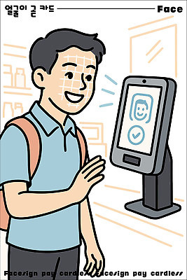 일러스트 기술 안전 쇼핑 상점 고객 결제 편리함 혁명 손흔들기 자동화 점포 핀테크 얼굴인식 사용자 스마트페이 국내일러스트 페이스테크 AI파일 컨셉 모션 모바일 금융 과학기술 스마트 생체인식기술 파일형식 벡터