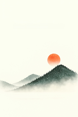 주간 자연요소 계절 컨셉 날씨 노을 생태계 파일형식 겨울 산 안개 풍경 태양 일출 자연 조용 평화 하늘 색채 아침 대기 장면 국내일러스트 JPG 일러스트