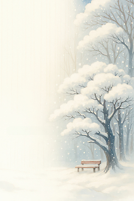 나무 식물 시선 계절 컬러 컨셉 의자 모션 눈_날씨 생태계 파일형식 겨울 벤치 풍경 고요 자연 평화 숲 눈송이 눈덮임 조용 흰색 차가움 나뭇가지 앉기 응시 국내일러스트 JPG 일러스트