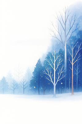 자연요소 식물 계절 컬러 컨셉 날씨 생태계 파일형식 겨울 숲 나무 고요 풍경 자연 흰색 파란색 산 조용 평화 바람 추위 생명 국내일러스트 JPG 일러스트