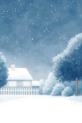 식물 계절 컬러 겨울 눈_날씨 풍경 건물 생태계 파일형식 주택 나무 고요 설경 창문 빛 자연 흰색 파란색 조명 눈송이 장면 JPG 국내일러스트 일러스트