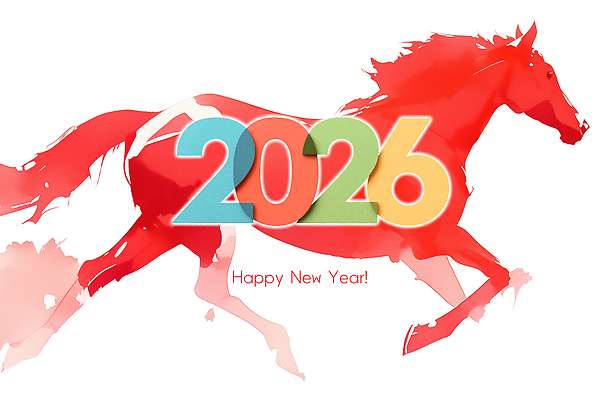 편집이미지 문자 감정 컬러 포유류 모션 날씨 새해인사 말_동물 연도 파일형식 2026년 붉은말 새해 달리기 기쁨 색채 생동감 시작 선물 행복 희망 갈색 맑음 축제 타이포그라피 이미지편집 PSD 병오년 해피뉴이어 말
