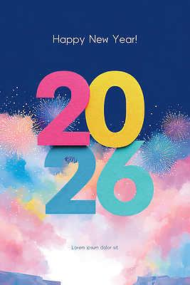 편집이미지 문자 감정 컨셉 놀이 이벤트 공휴일 새해인사 연도 파일형식 2026년 폭죽 새해 축제 불꽃놀이 화려 기념일 하늘 축하 컬러 연휴 기쁨 희망 풍경 타이포그라피 이미지편집 PSD 병오년 해피뉴이어
