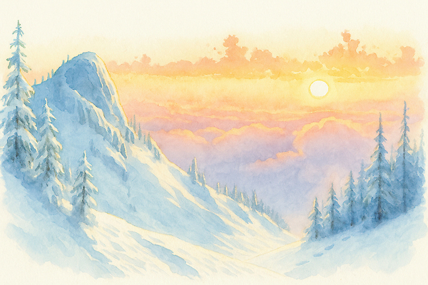 JPG 나무 컬러 여행 크리스마스 겨울 일러스트 자연 하늘 아침 산 따뜻함 풍경 평화 일출 감상 탐험 숲속 조용 눈덮임 국내일러스트 AI일러스트 AI콘텐츠 주간 식물 계절 기념일 컨셉 노을 숲 생태계 파일형식