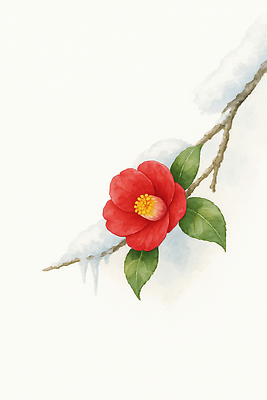 식물 계절 꽃 컬러 겨울 채소 젖음 생태계 파일형식 자연 빨간색 가지 생명 차가움 촉촉함 잎 디자인 추위 환경 조화 국내일러스트 일러스트 JPG 겨울꽃