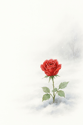 식물 계절 꽃 감정 컬러 컨셉 겨울 생태계 파일형식 장미 빨간색 고독 자연 백그라운드 생명 감성 차가움 서리 잎 줄기 장면 국내일러스트 일러스트 JPG 겨울꽃