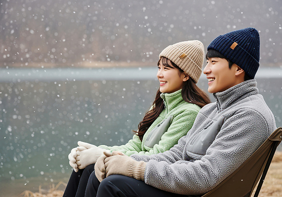 계절 감정 컨셉 관계 말하기 점퍼 CG 생태계 파일형식 겨울 커플 호수 따뜻함 대화 행복 옷 자연 풍경 시간 휴식 여행 사랑 패딩 편집실사 JPG 편집이미지 의료성형뷰티