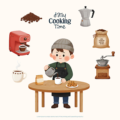 PSD 여유 커피 음료 일러스트 탁자 요리 소년 취미 쿠키 식사 카페 원두 편안함 커피메이커 브런치 그라인더 다리미 좀비 홈카페 국내일러스트 남자 감정 어린이 가구 디저트 상점 가전제품 감각 커피용품 파일형식
