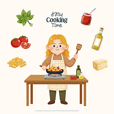 PSD 음식 토마토 채소 일러스트 재료 치즈 파스타 요리 주방 요리사 신선 면류 즐거움 바질 맛있는 국내일러스트 직업 감정 유제품 서양음식 파일형식