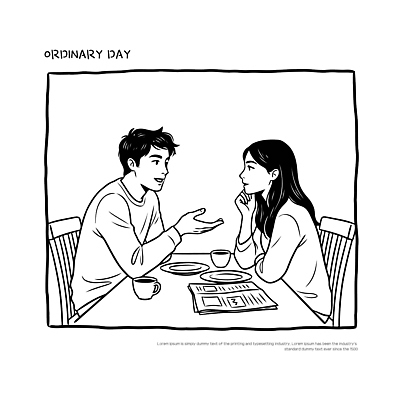 여자 남자 커피 음료 의자 일러스트 탁자 따뜻함 이야기 대화 사람 일상 친구 카페 만남 시간 분위기 즐거움 소통 국내일러스트 AI파일 감정 가구 컨셉 관계 말하기 라이프 상점 파일형식 벡터