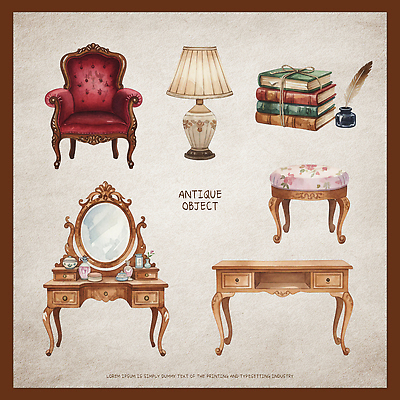 PSD 디자인 예술 가구 의자 일러스트 탁자 실내 장식 책 인테리어 세트 공간 거울 앤티크 램프 빈티지 편안함 스케치 오브젝트 국내일러스트 생활용품 컨셉 조명 미술 내부 감각 파일형식