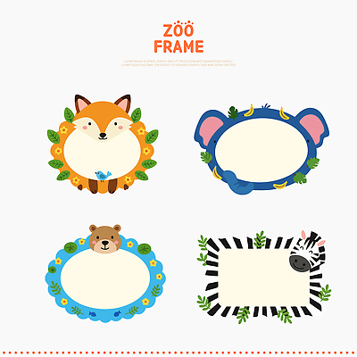 식물 동물 디자인 어린이 예술 컬러 백그라운드 일러스트 곰 코끼리 프레임 동물원 그래픽 장식 장난감 귀여움 여우 얼룩말 창의성 테마 국내일러스트 AI파일 컨셉 포유류 사람 말_동물 파일형식 벡터