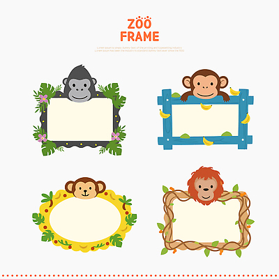 동물 캐릭터 디자인 교육 어린이 예술 컬러 일러스트 프레임 동물원 장식 인테리어 귀여움 방 게임 원숭이 아기 출산 사자 창의력 아기자기 국내일러스트 AI파일 컨셉 포유류 놀이 사람 파일형식 벡터