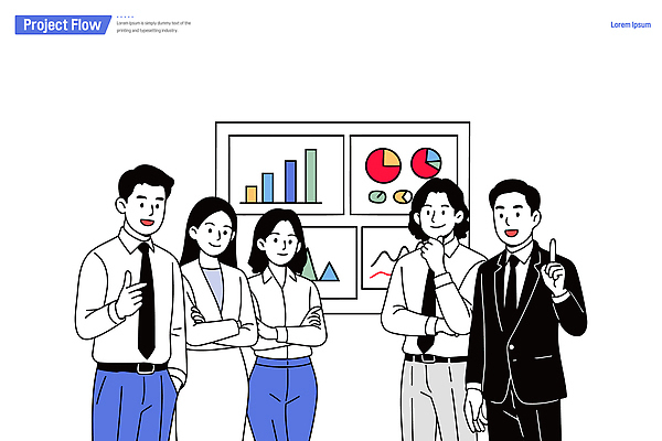 컨셉 회사 비즈니스 사무용품 파일형식 벡터 회의 협력 자료 분석 사무실 직원 서류판 그래프 소통 의견 프레젠테이션 전략 프로젝트 직장 결과 옷 AI파일 국내일러스트 일러스트