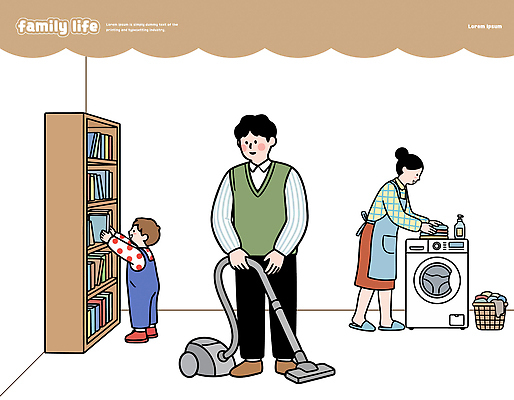 라이프스타일 감정 가구 가족 관계 사람 라이프 전자제품 소리 가전제품 청소도구 파일형식 벡터 가정 청소 일상 어린이 청소기 책장 세탁기 정리 모션 행복 협력 가사 도와주기 공간 소음 옷 교육 국내일러스트 일러스트 AI파일 가족라이프