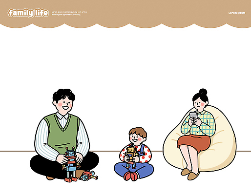 라이프스타일 감정 컨셉 의자 가족 관계 표정 파일형식 벡터 놀이 로봇 아빠 아들 행복 웃음 함께함 시간 거실 모션 부모 자녀 따뜻함 즐거움 상호작용 조립 휴식 소파 점심 국내일러스트 일러스트 AI파일 가족라이프
