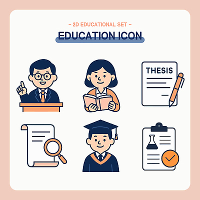 직업 교육 필기구 파일형식 벡터 학습 실험 학생 교사 졸업 논문 문서 책 펜 강의 발표 과제 AI파일 일러스트 국내일러스트
