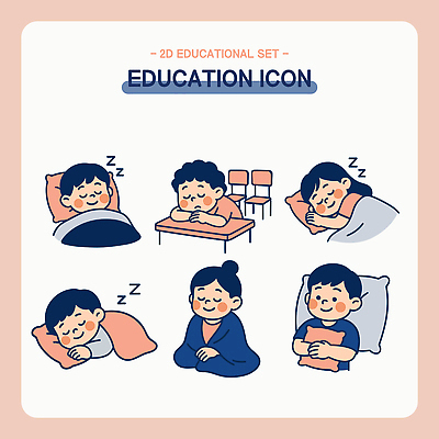 교육 컨셉 사람 감각 파일형식 벡터 어린이 잠 수업 휴식 조용 포즈 소리 학교 편안함 마음 시간 그루밍 바쁨 AI파일 일러스트 국내일러스트