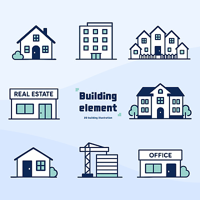 건축물 건축 비즈니스 주택 건물 에너지 재산 파일형식 벡터 아파트 사무실 부동산 상점 디자인 도시 발전소 구조물 단독주택 AI파일 일러스트 국내일러스트