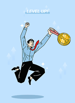 감정 백그라운드 컨셉 돈 모션 사람 파란색 최고 재산 파일형식 벡터 우승 성공 기쁨 점프 남자 동전 이벤트 파란배경 만세 목표 자신감 노력 상징 즐거움 긍정 에너지 비즈니스 발전 국내일러스트 일러스트 AI파일