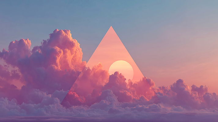 자연요소 도형 편집이미지 컬러 컨셉 노을 야간 생태계 파일형식 태양 하늘 삼각형 분홍색 자연 일출 저녁 분위기 풍경 날씨 빛 이미지편집 JPG