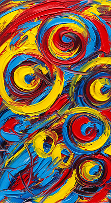 컬러 무늬 말하기 미술 미술도구 회오리 파일형식 소용돌이 빨간색 노란색 파란색 예술 표현 디자인 회화 창작 색채 조화 JPG 물감 붓터치 추상 유화 일러스트 국내일러스트