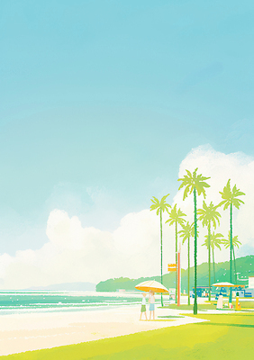 자연요소 나무 감정 바다 다수 컨셉 날씨 휴가 휴식 사람 라이프 태양 노을 생태계 파일형식 해변 야자수 햇빛 오후 여러명 산책 평화 자연 여유 바람 해수욕 여행 일상 일출 파도 국내일러스트 일러스트 JPG