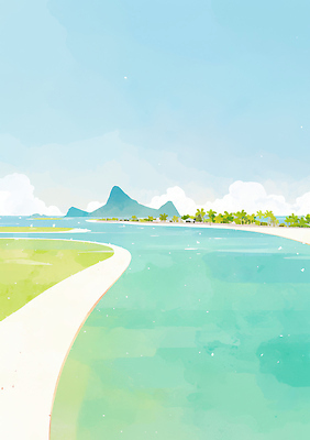 식물 계절 바다 컬러 컨셉 노을 생태계 파일형식 해변 산 하늘 풍경 여름 자연 평화 물결 청록색 일출 일몰 나무 수평선 조화 여행 휴식 섬 국내일러스트 일러스트 JPG