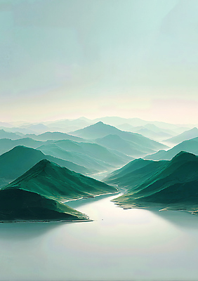 주간 자연요소 컬러 컨셉 날씨 산 태양 CG 생태계 파일형식 호수 풍경 아침 햇빛 자연 평화 안개 조화 파란색 산맥 물 강 편집실사 편집이미지 JPG