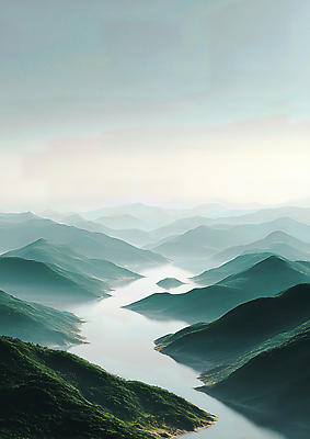 주간 자연요소 컬러 날씨 물 CG 생태계 파일형식 산 계곡 물줄기 풍경 자연 조명 안개 아침 파란색 바람 조화 고요 피크 수평선 편집실사 편집이미지 JPG