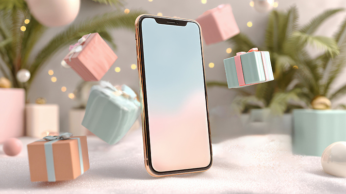 JPG 편집이미지 디자인 행복 백그라운드 크리스마스 새해 선물 장식 스마트폰 분위기 오브젝트 파스텔 색감 미니멀 이미지편집 기념일 감정 컨셉 학용품 핸드폰 스마트기기 파일형식